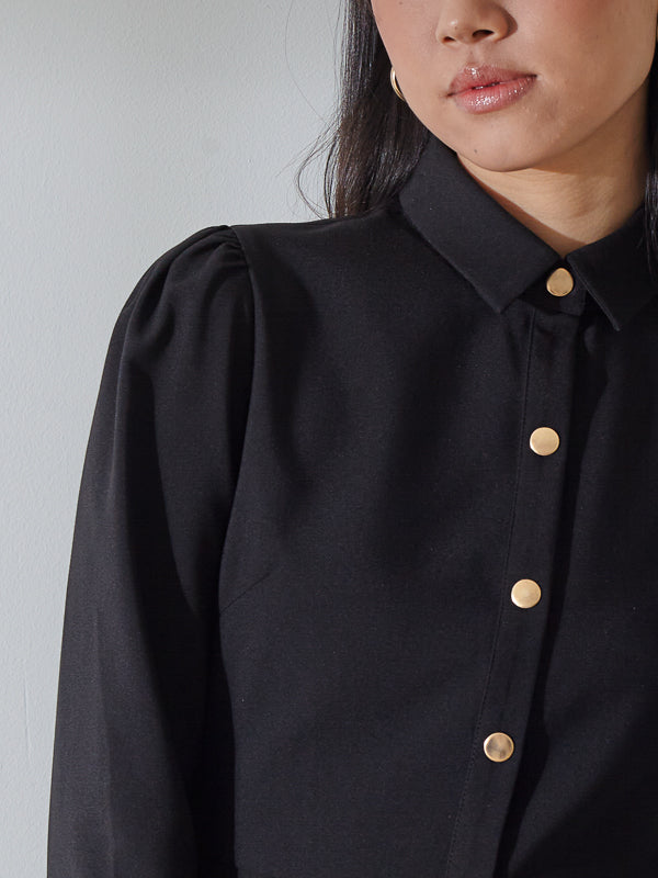 Button-Up Crepe Dress