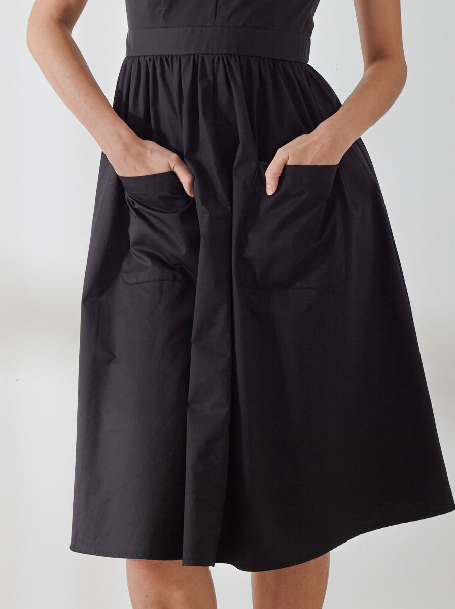 V-Neck A-Line Dress with Patch Pockets