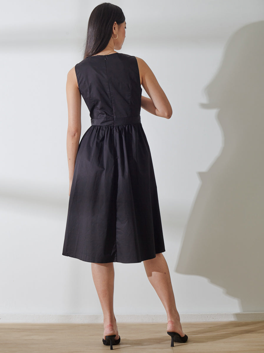 V-Neck A-Line Dress with Patch Pockets