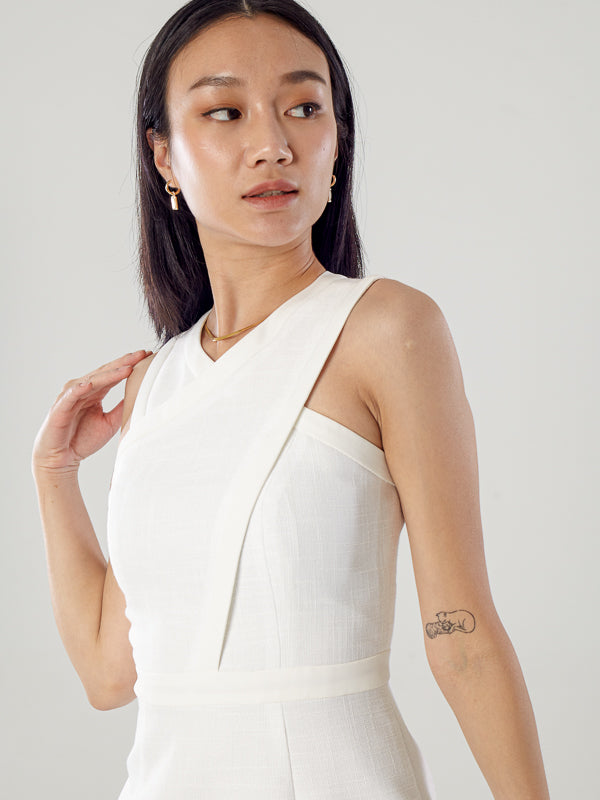 Cross Halter Neck Tweed Dress