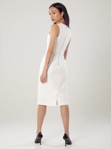 Cross Halter Neck Tweed Dress