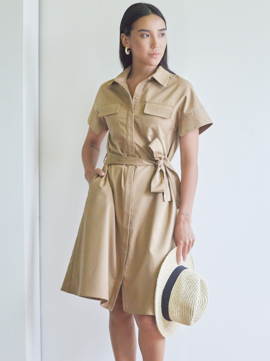 Collared Short Sleeves A-line Dress