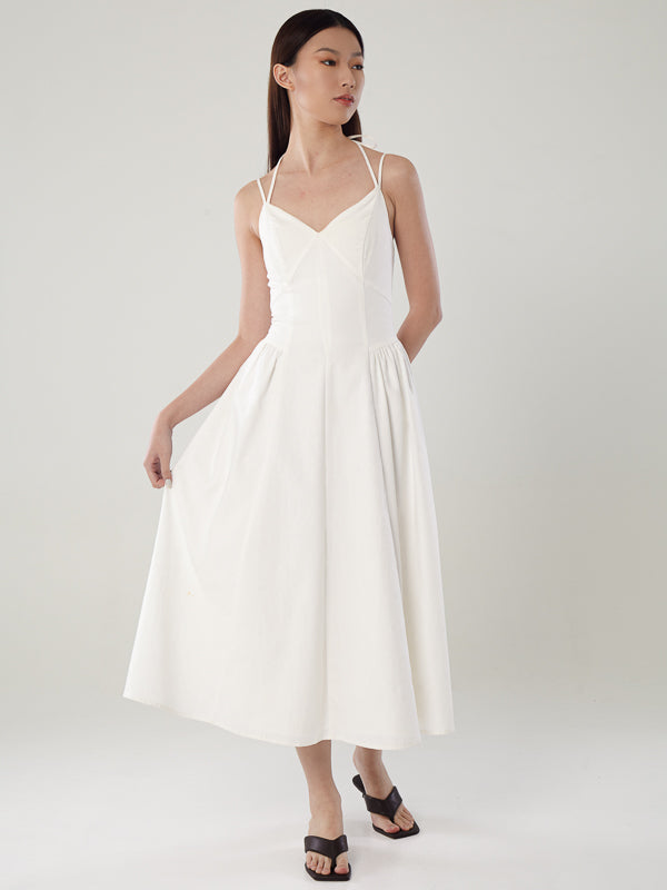 Linen Strappy Dress - Black