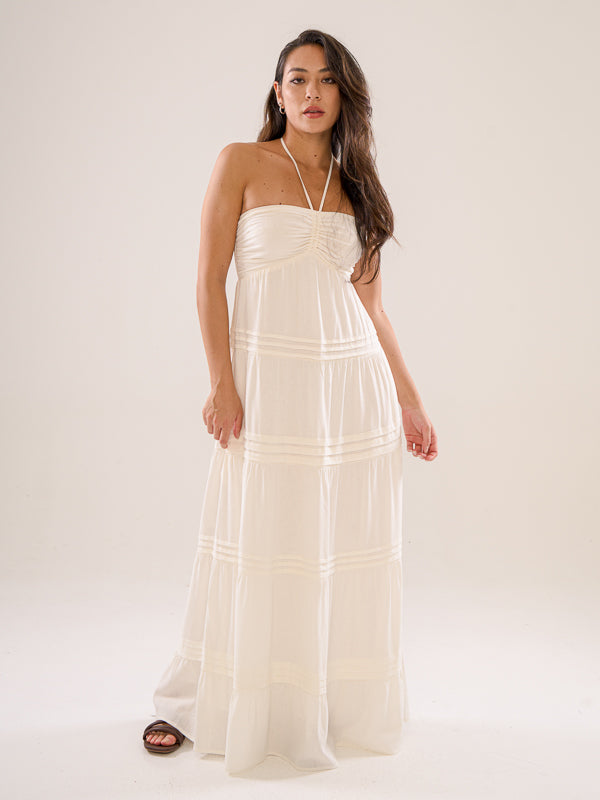 Linen Halter Neck Maxi Dress