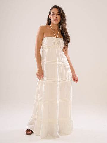 Linen Halter Neck Maxi Dress