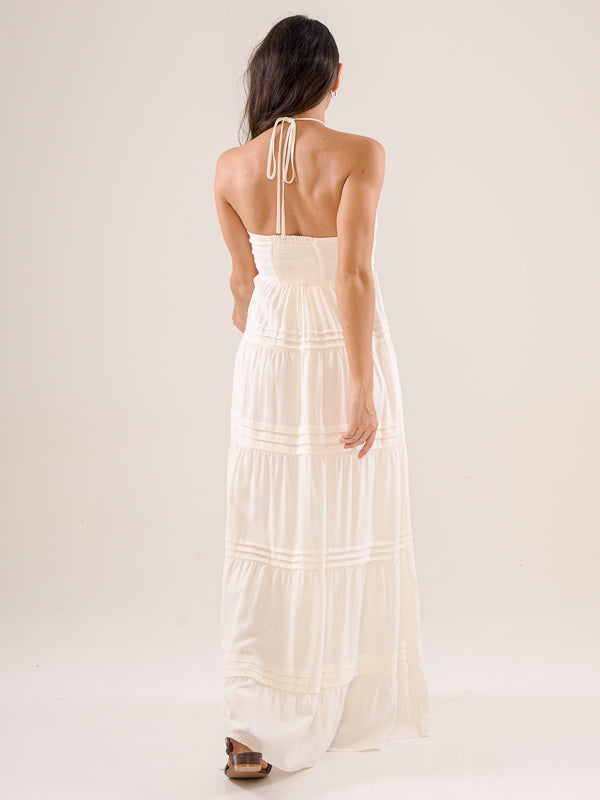 Linen Halter Neck Maxi Dress