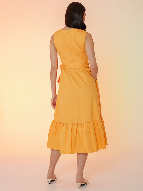 Sleeveless Overlapped Flare Dress