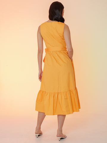 Sleeveless Overlapped Flare Dress