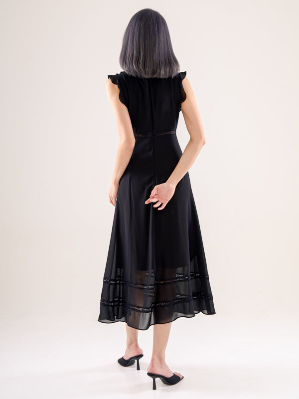 Ruffled Chiffon Sleeveless Dress