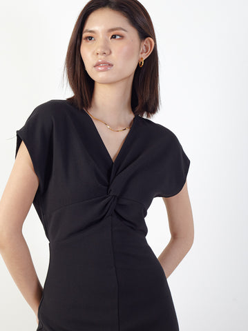 Slim-Fit Dress with Front Twist Detail