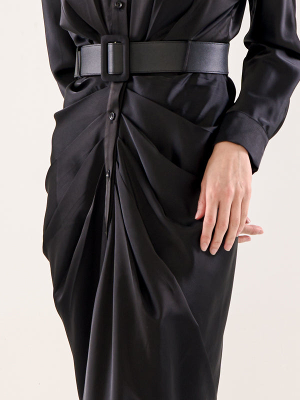 Satin Shirt Dress With Belt