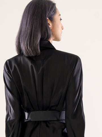 Satin Shirt Dress With Belt