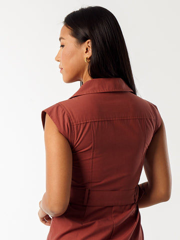 Collared Playsuit - Terracotta