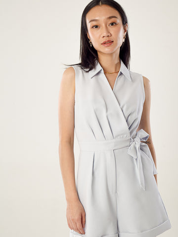 Collared Playsuit - Light Blue