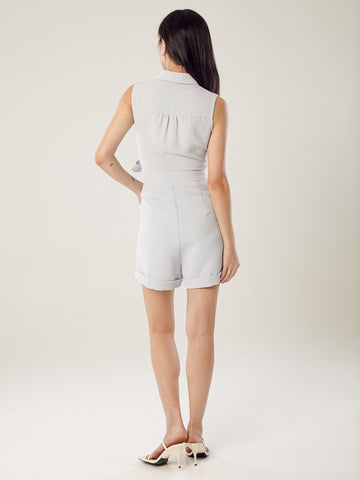 Collared Playsuit - Light Blue