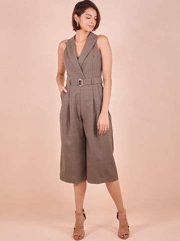 Checked Tuxedo Jumpsuit