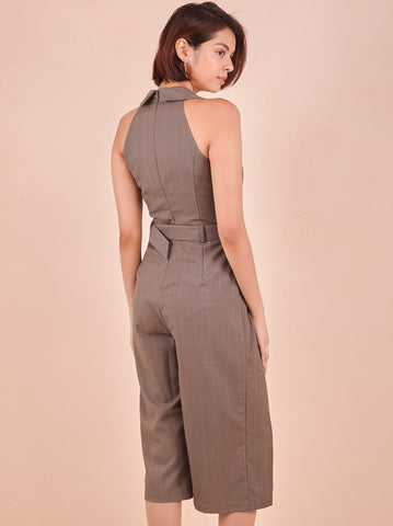 Checked Tuxedo Jumpsuit