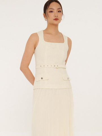 Sleeveless Tweed Long Dress