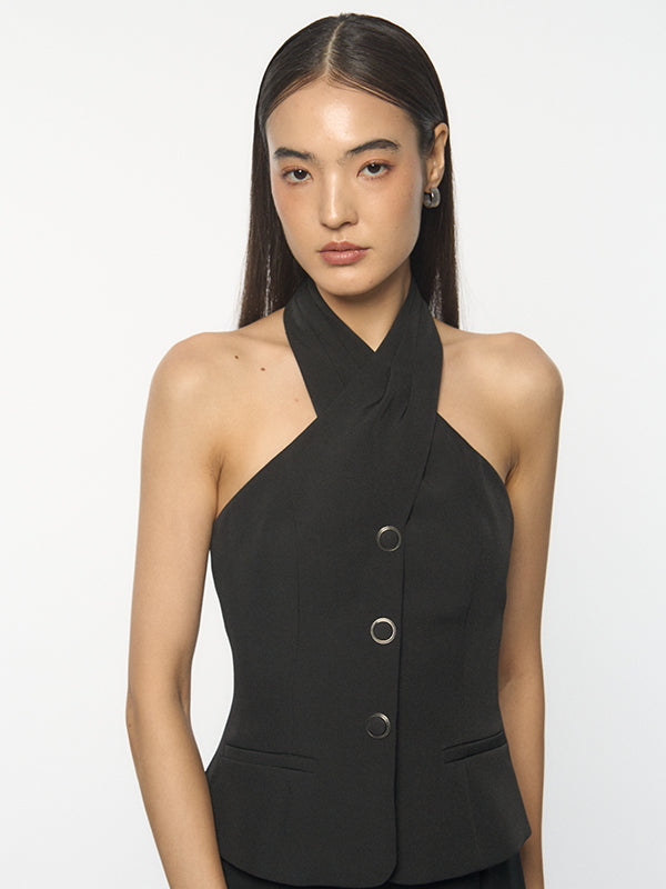 Padded Cross Over Halter Top