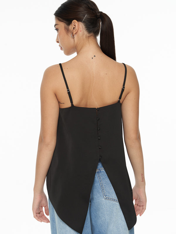 Back Button Strappy Top