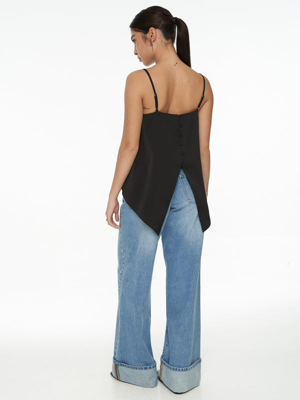 Back Button Strappy Top