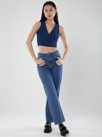 Ribbed V-Neck Crop Top