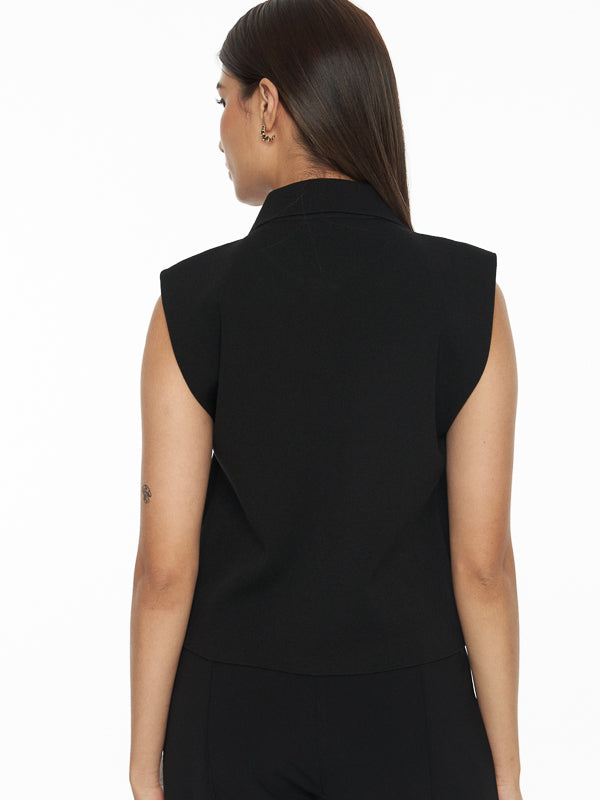 Collared Cardigan Vest