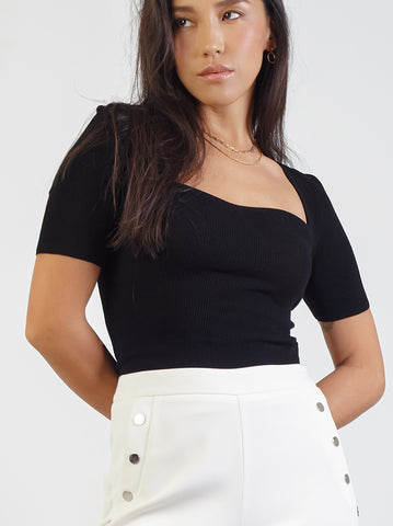 Knit Top With Sweetheart Neckline