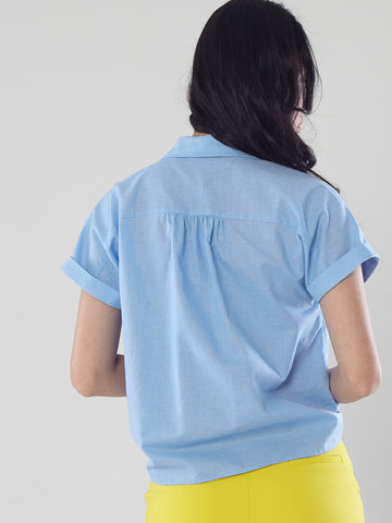 Folded Sleeve Buttoned-Up Cotton