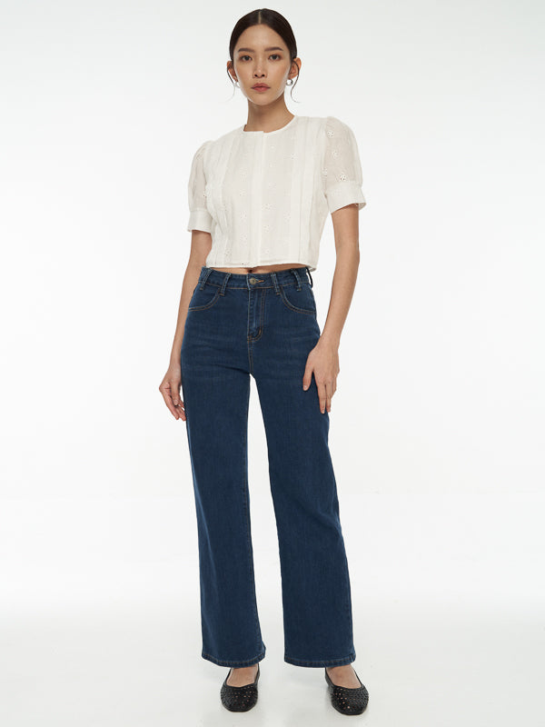 Broderie Anglaise Short Sleeve Top