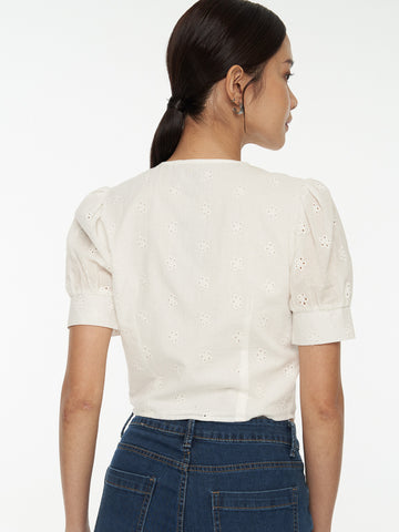 Broderie Anglaise Short Sleeve Top