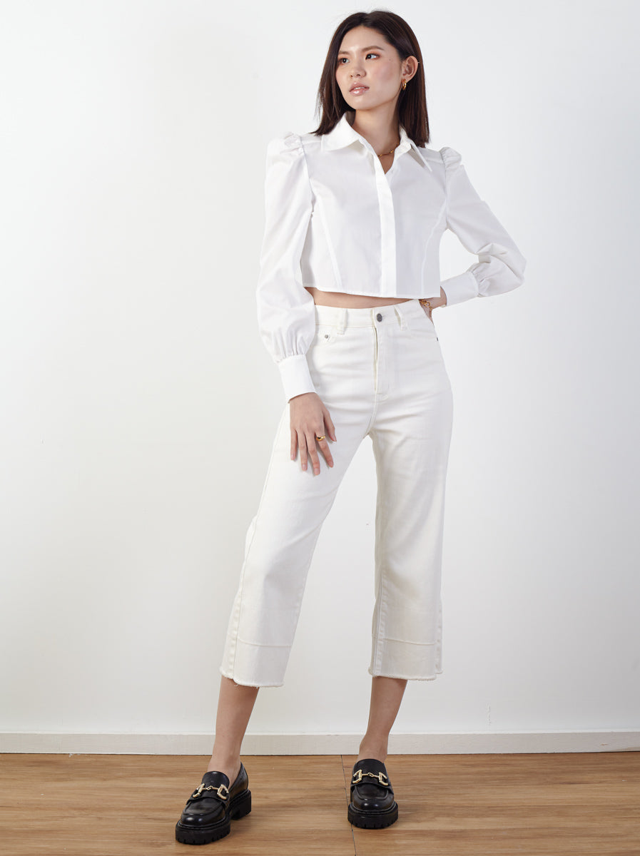 Button - Up Top With Long Puffy Sleeve