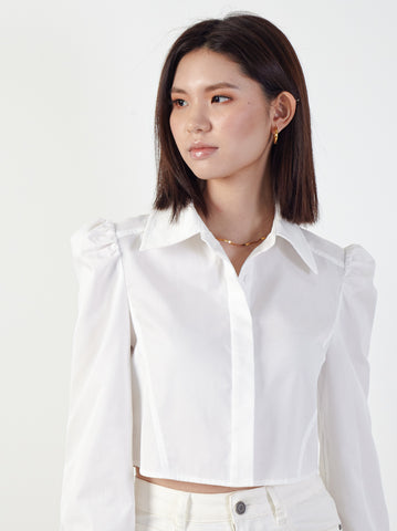 Button - Up Top With Long Puffy Sleeve
