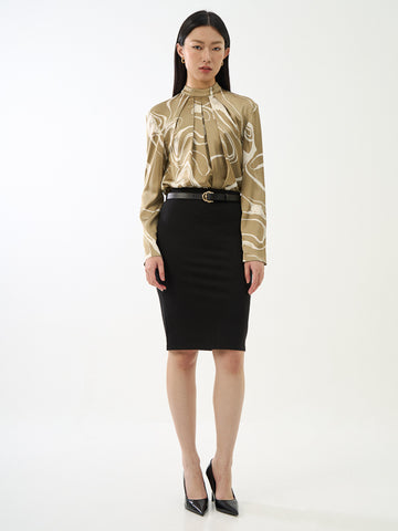 Pleated High Neck Top