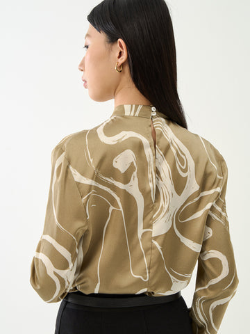 Pleated High Neck Top