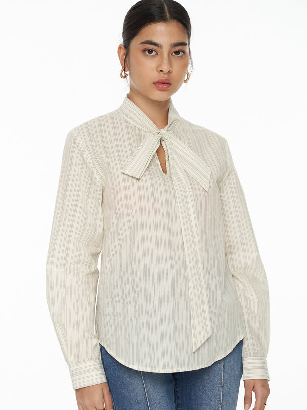 Front Tie Striped Blouse