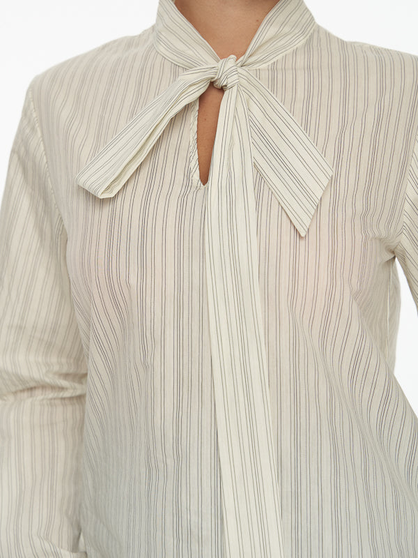 Front Tie Striped Blouse
