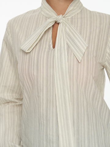 Front Tie Striped Blouse