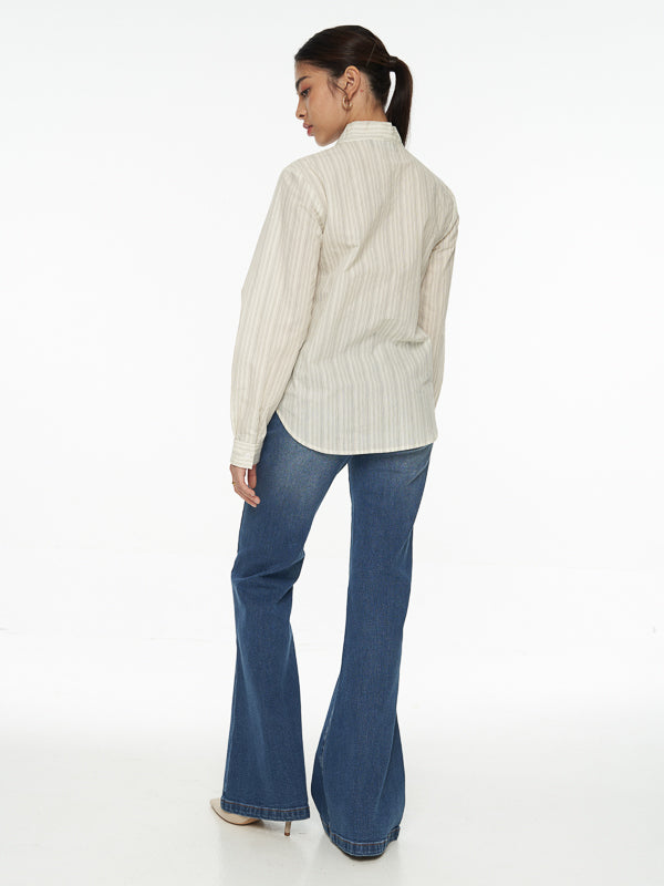 Front Tie Striped Blouse