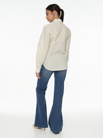 Front Tie Striped Blouse