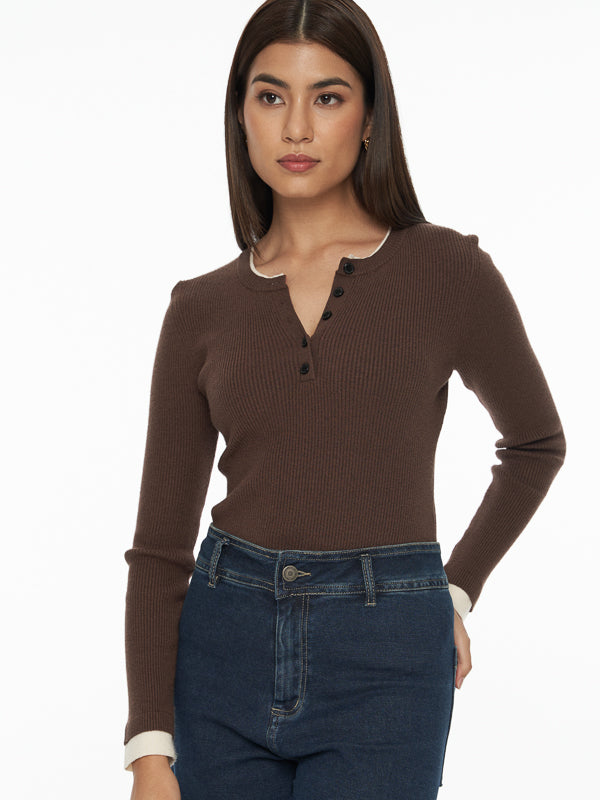 Ribbed-Knit Crew Sweater