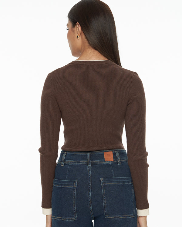 Ribbed-Knit Crew Sweater