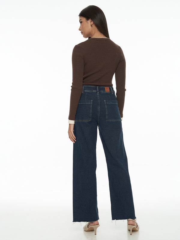 Ribbed-Knit Crew Sweater