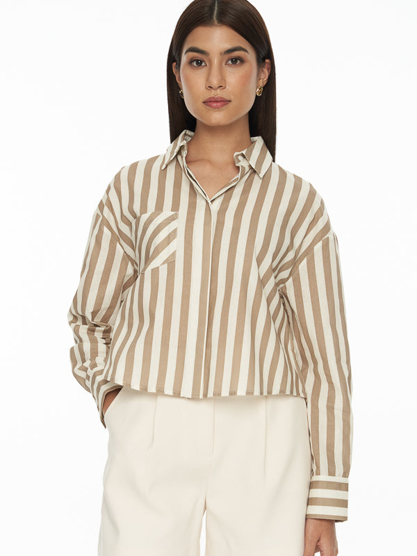 Cotton Striped Crop Shirt