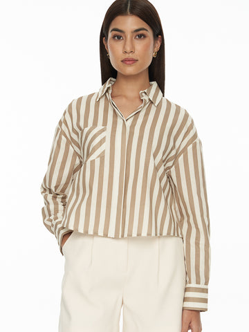 Cotton Striped Crop Shirt
