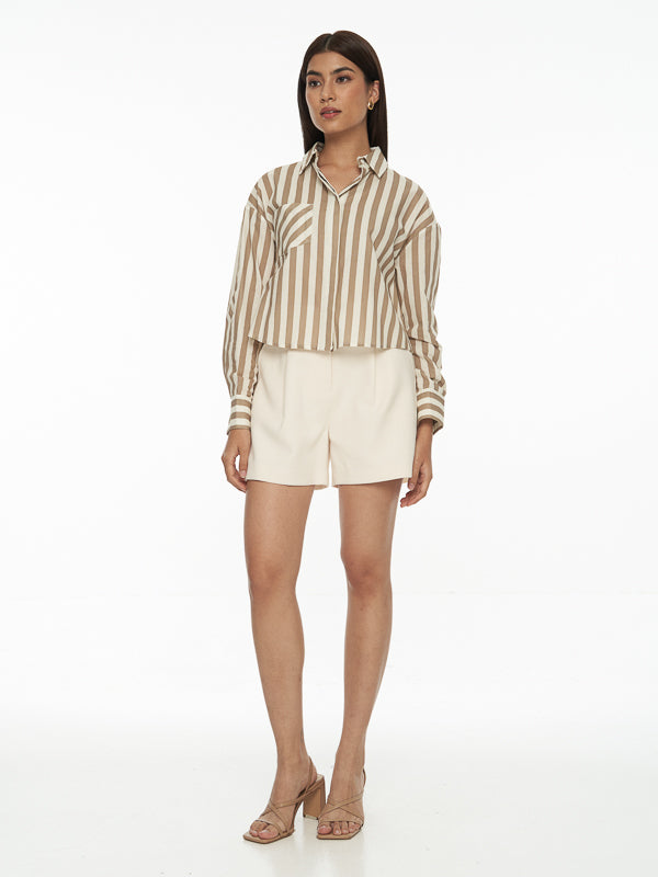 Cotton Striped Crop Shirt