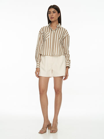 Cotton Striped Crop Shirt
