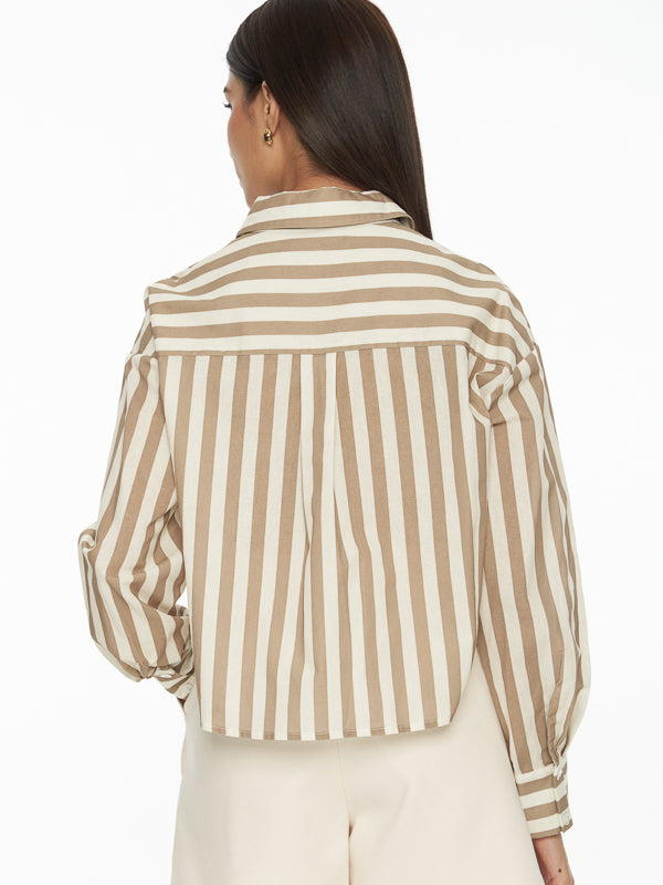 Cotton Striped Crop Shirt