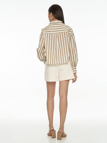 Cotton Striped Crop Shirt