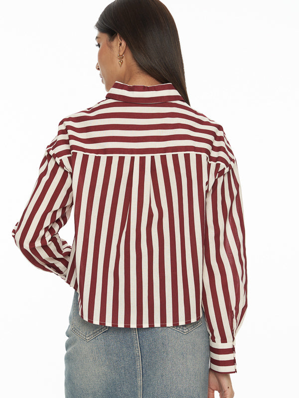 Cotton Striped Crop Shirt